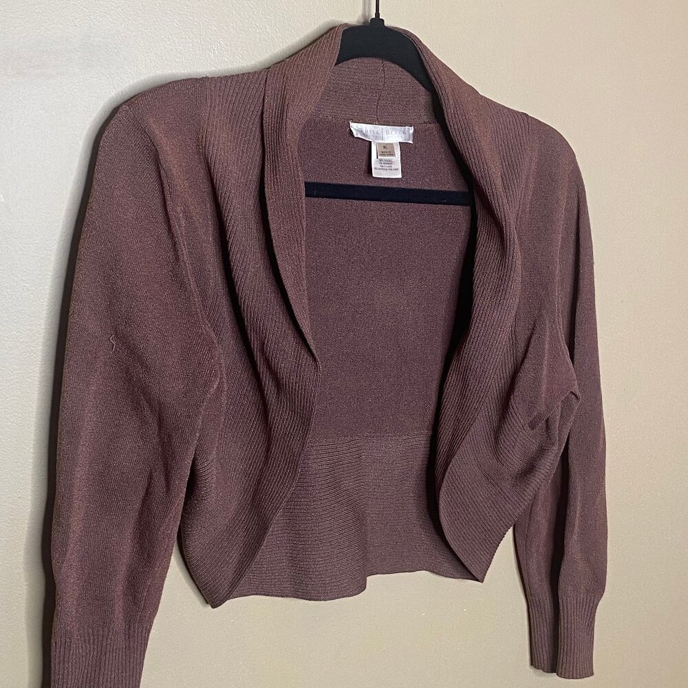 Cutesy Chocolate Brown White House/Black Market Sweater Coverup